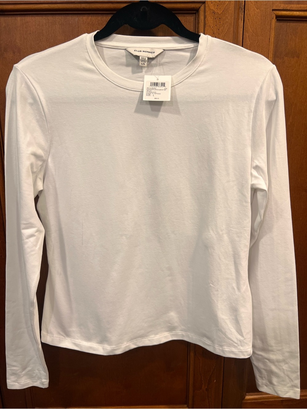 Club Monaco White Contour Long Sleeve Tee - Minimal Knit
